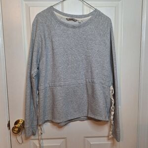 Athleta Light Grey Tie Waist Boat Neck Sweatshirt Athletic Athleisure Size M